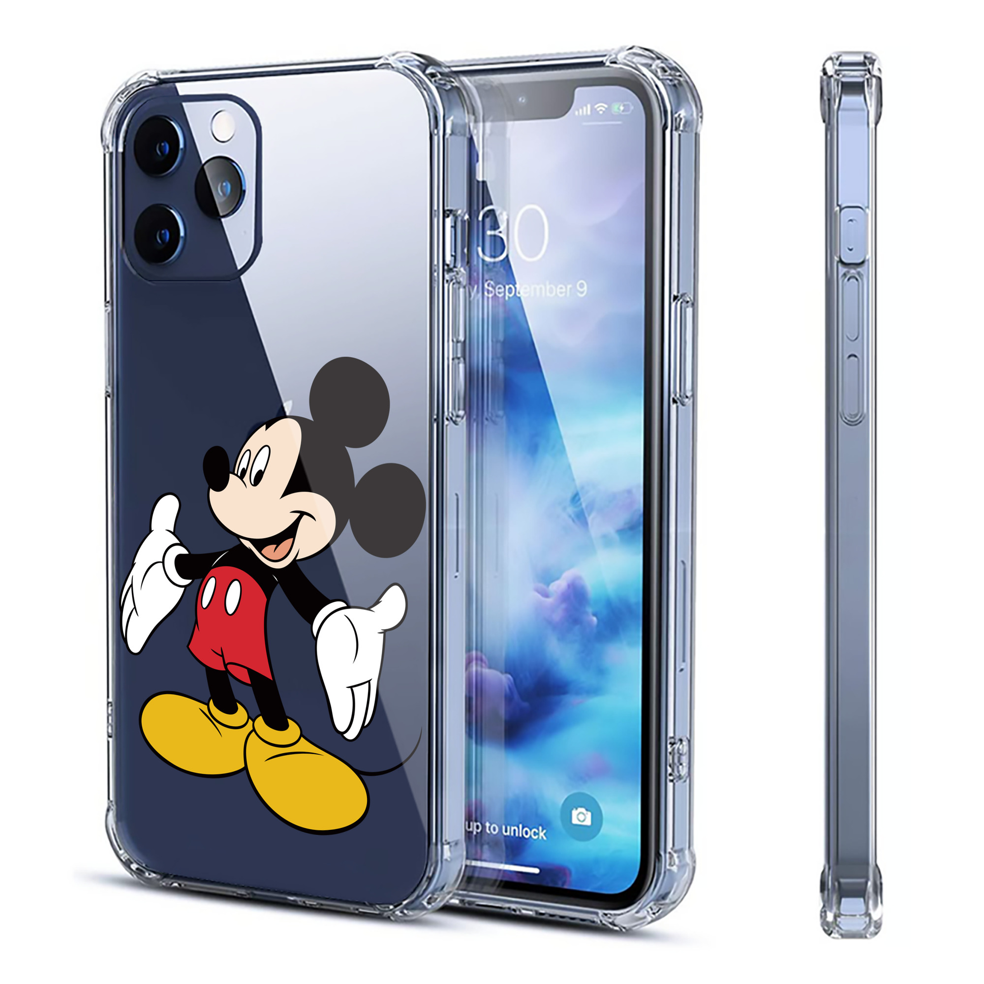 （画像用） ミッキーマウス Mickey Mouse 【iPhone 12シリーズ対応】透明スマホケース（クリアソフトケース）